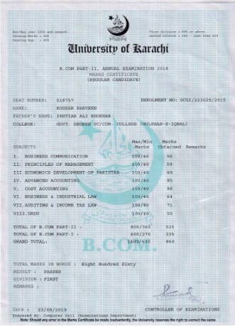 How to Obtain Marksheet from University of Karachi