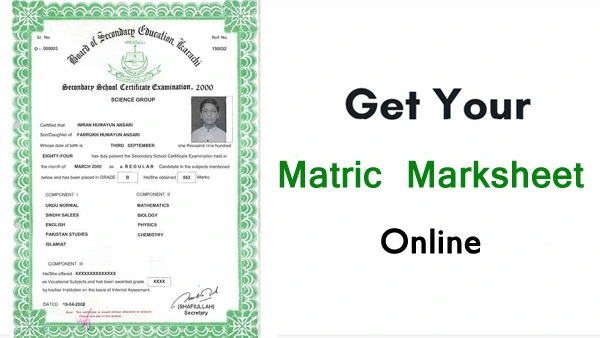 Get Duplicate Matric Marksheet Karachi Board