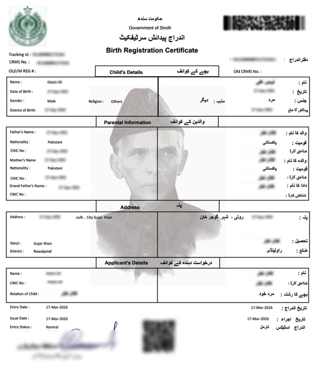 Birth Certificate Sample